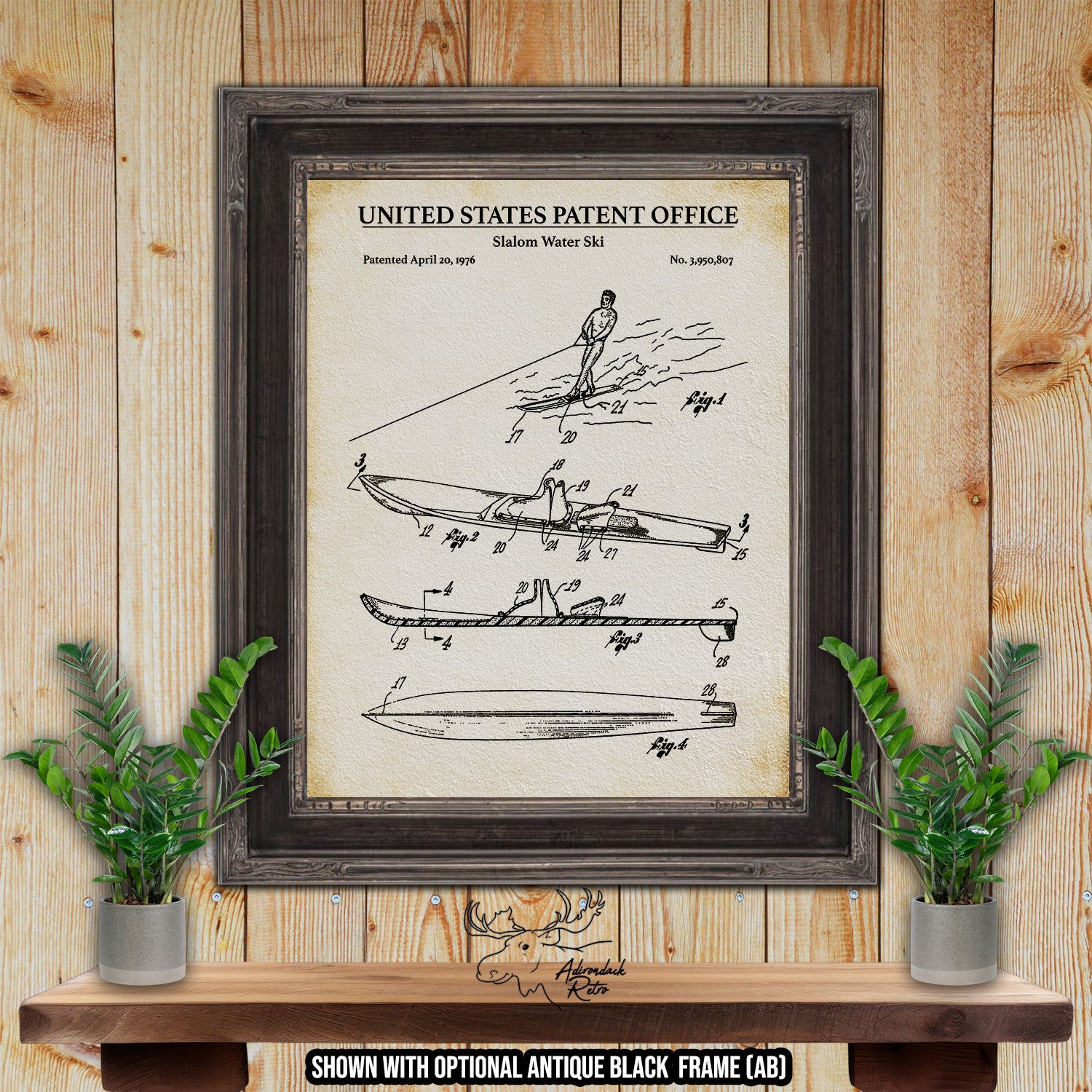 Slalom Water Ski 1976 Patent Print at Adirondack Retro