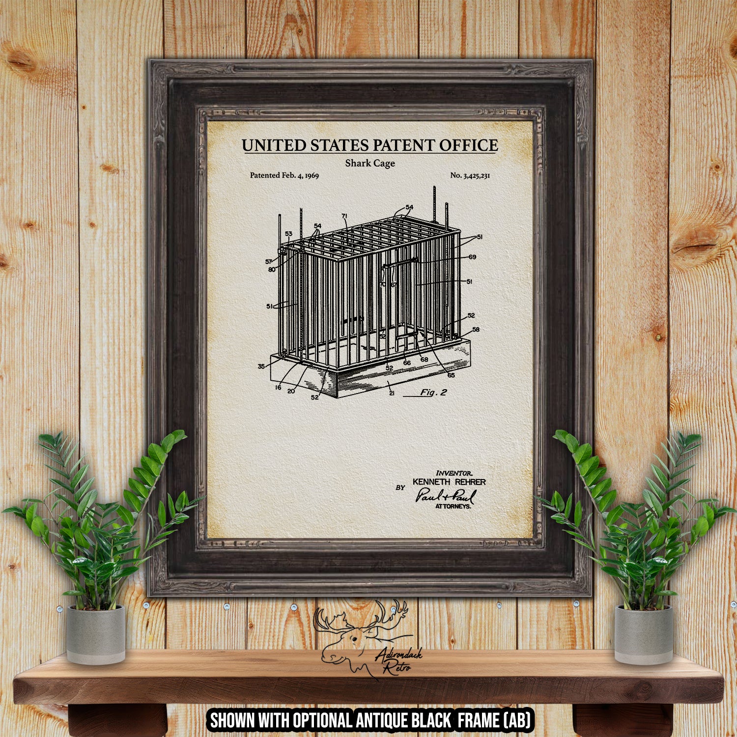 Shark Cage 1969 Patent Print at Adirondack Retro