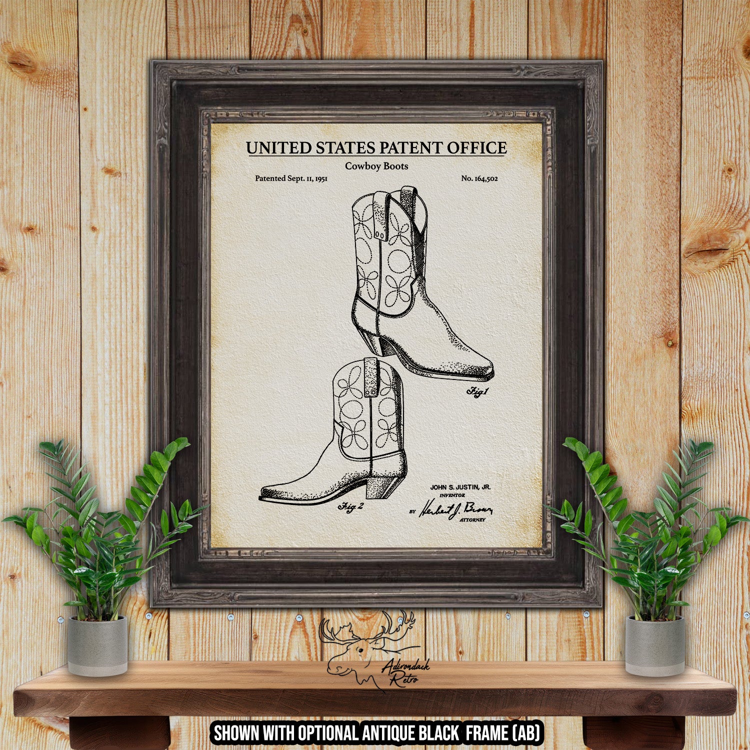 Cowboy Boots 1951 Patent Print at Adirondack Retro