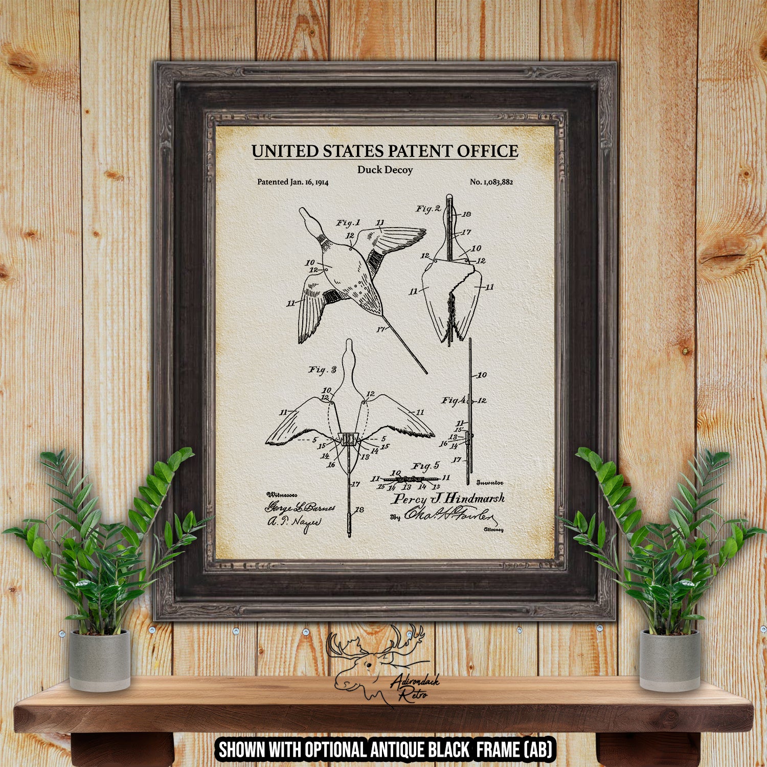 Duck Decoy 1914 Patent Print at Adirondack Retro