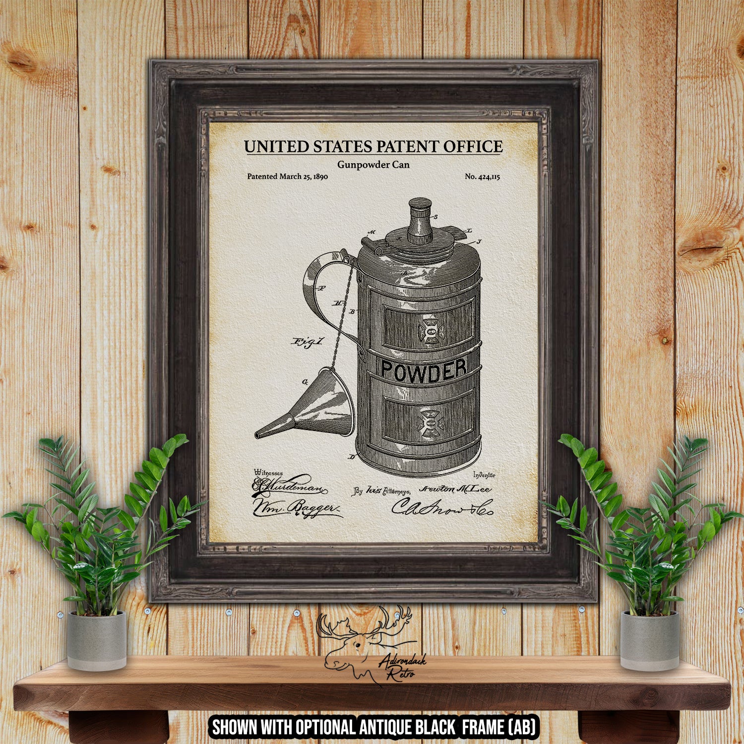 Gunpowder Can 1890 Patent Print at Adirondack Retro