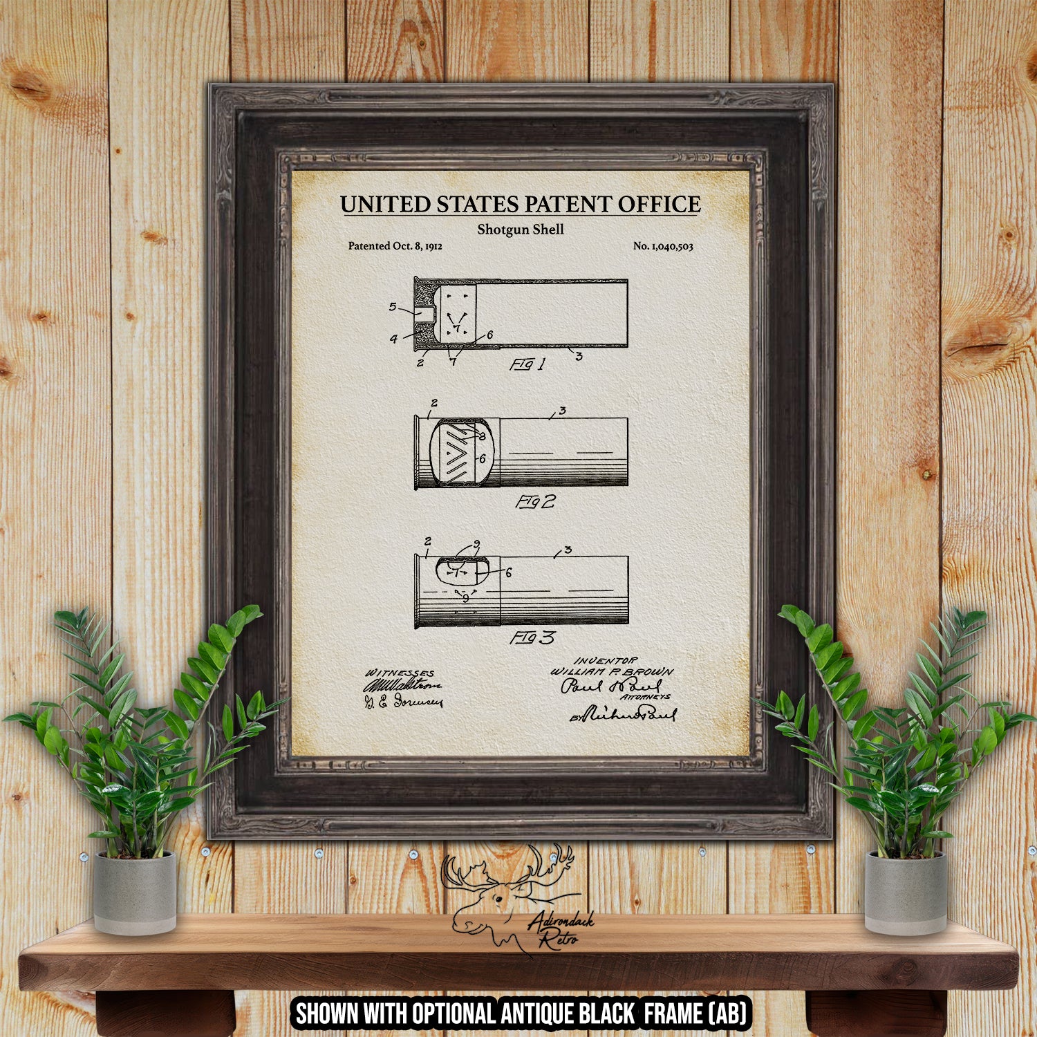 Shotgun Shell 1912 Patent Print at Adirondack Retro