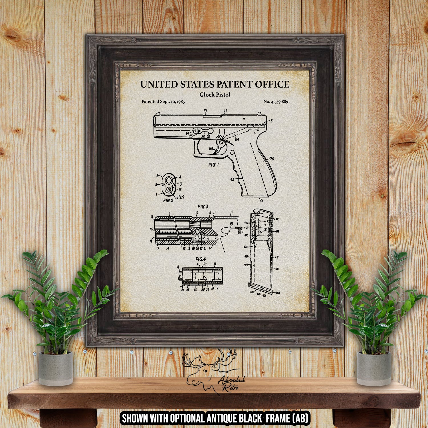 Pistol 1985 Patent Print at Adirondack Retro
