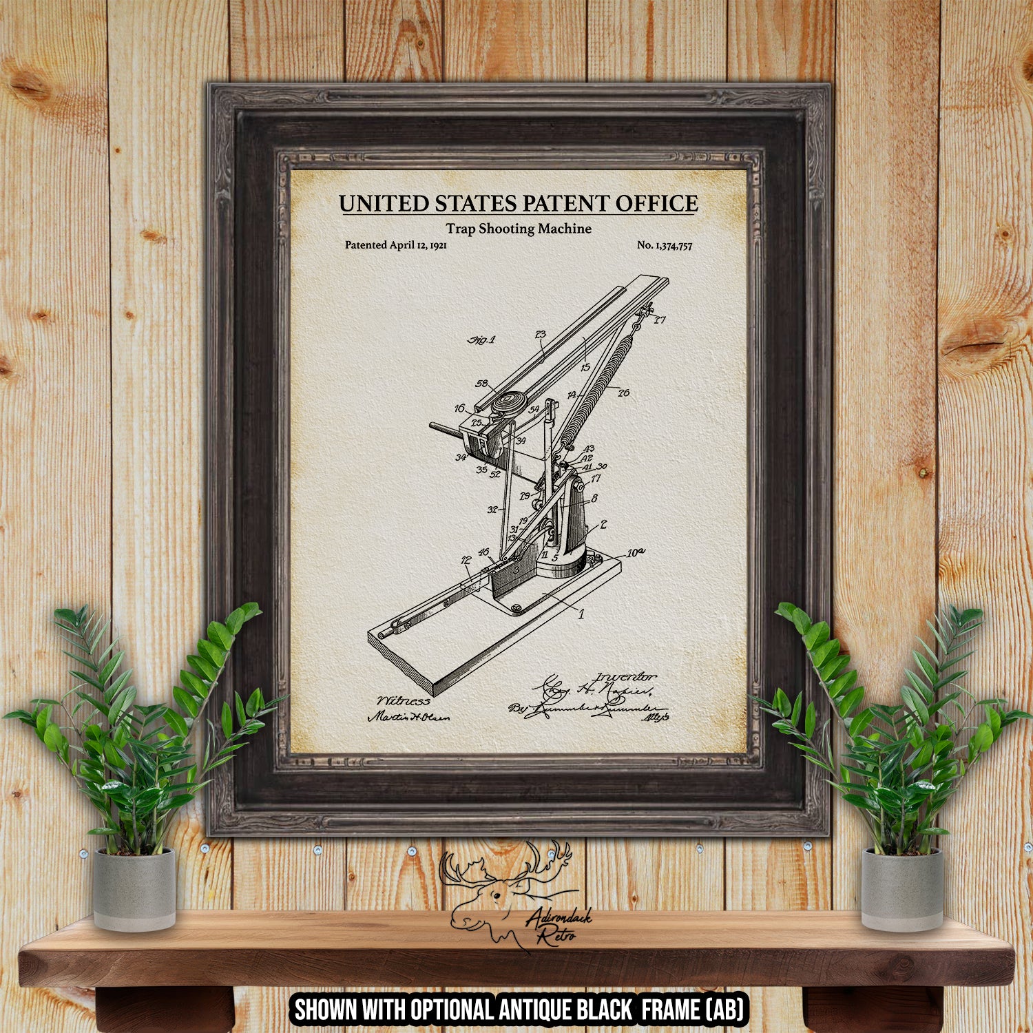 Trap Shooting Machine 1921 Patent Print at Adirondack Retro