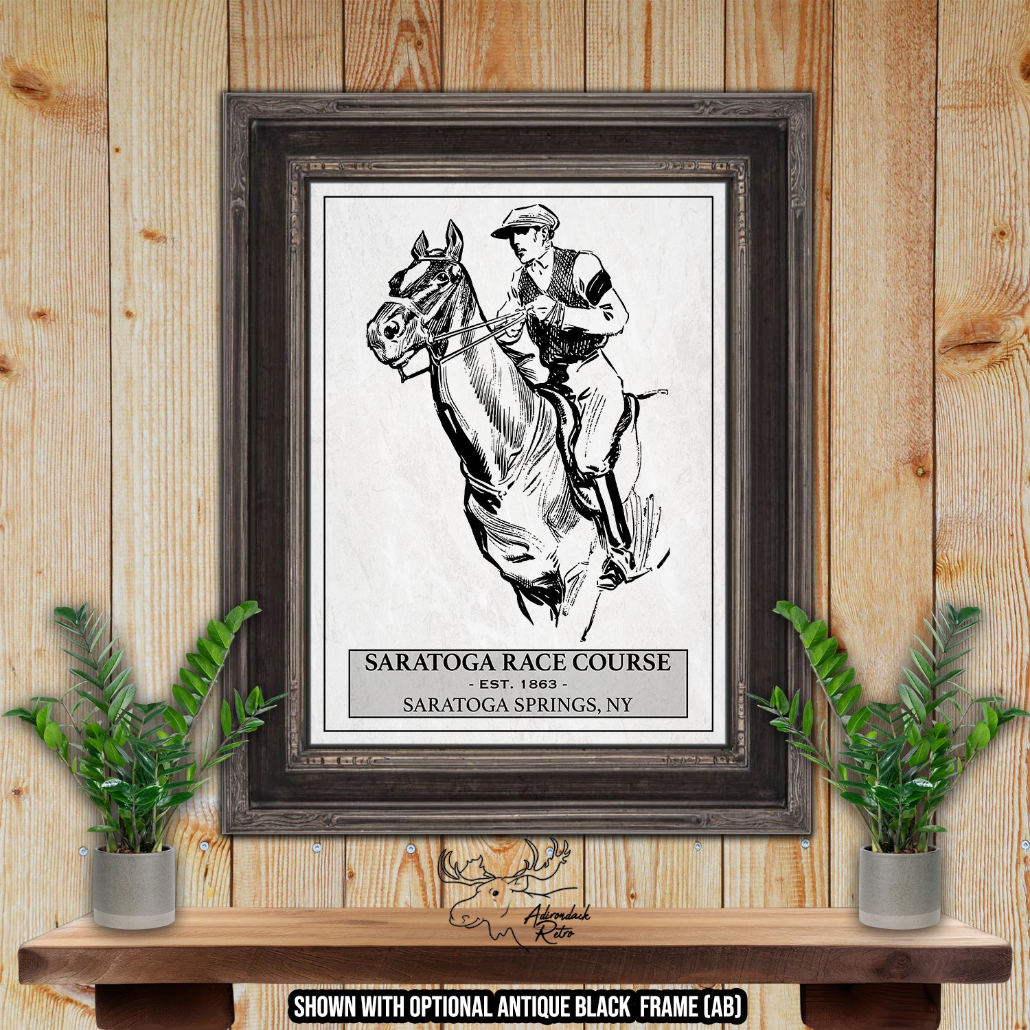 Saratoga Race Course Print | Horse and Jockey Print | Adirondack Retro saratoga-race-course-print-horse-and-jockey-print-adirondack-retro