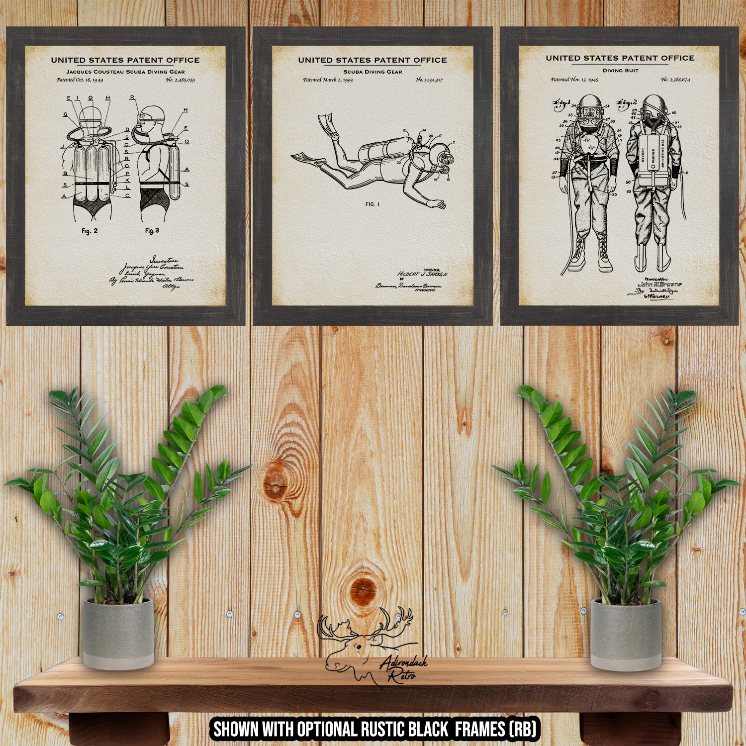 Scuba Diving Patent Print Set of 3 at Adirondack Retro