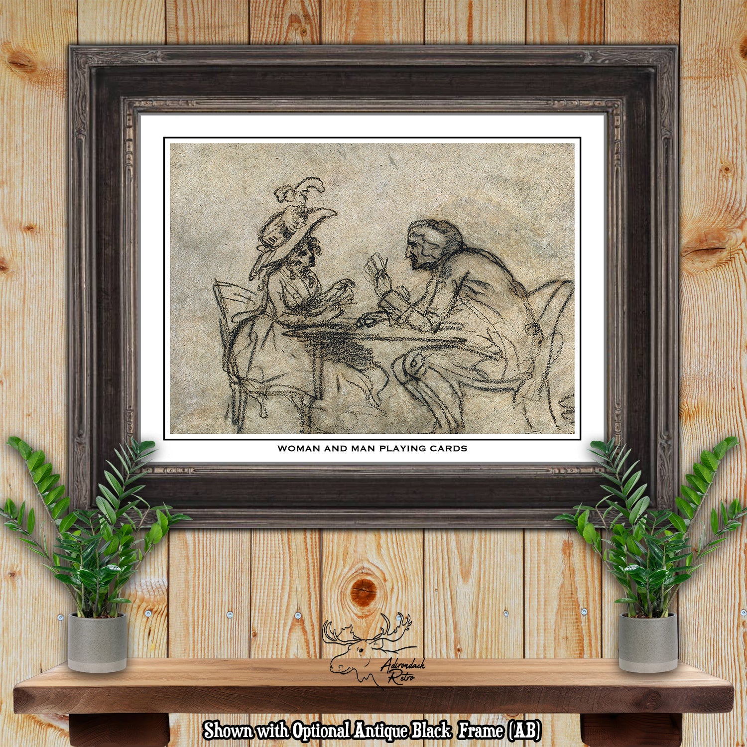 Woman and Man Playing Cards by Benjamin West Giclee Fine Art Print at Adirondack Retro