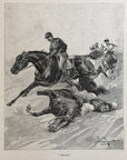 1893 Down By Dan Smith, Horse Racing Antique Magazine Wood Engraving