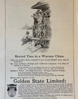 1904 Rock Island System Railroad Print Ad Golden State Limited The Rock Train