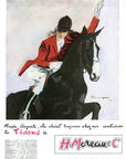 1947 H. Moreau & Cie Fabrics Vintage Print Ad - Pierre Mourgue Art - Equestrian