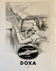 1949 Doxa Watch Ad - Charles Lemmel Art - Automobile Rearview - Vintage Print Ad