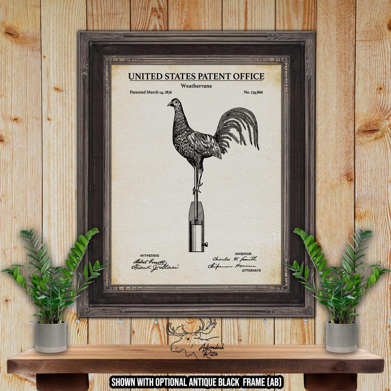 Weathervane Patent Print - 1876 Farming Invention at Adirondack Retro