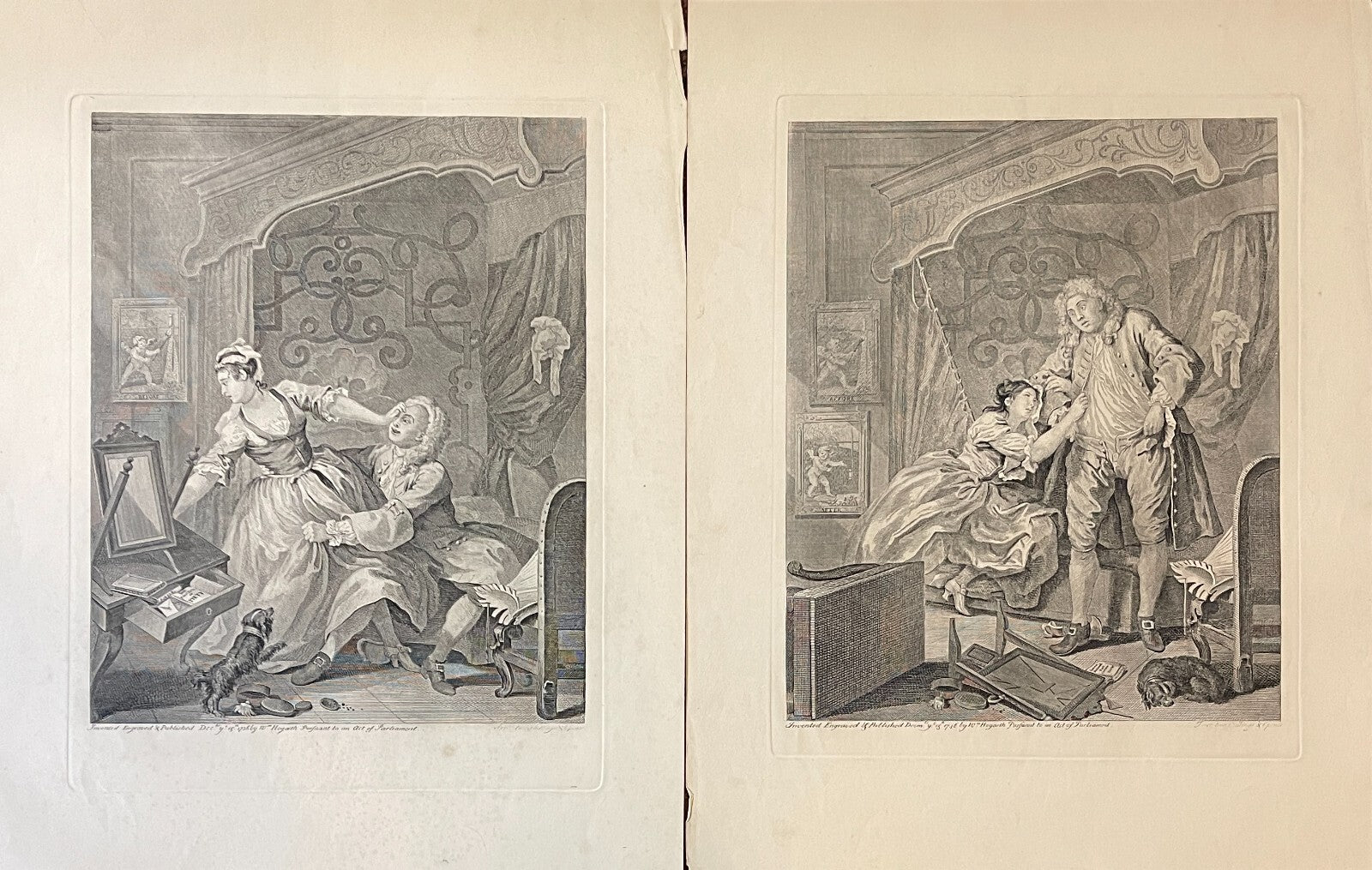 1822 BEFORE AND AFTER Authentic Hogarth Heath Edition Antique Print SET OF 2