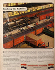 1943 Pennsylvania Railroad Illustrated Print Ad, WW2 Era, War Bonds & Stamps