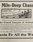 1903 Atchison Topeka & Santa Fe Railway Antique RR Print Ad A Mile Deep Chasm