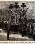 1893 Funeral Cortege Of Renan, Paris October 5th 1982 Antique Wood Engraving