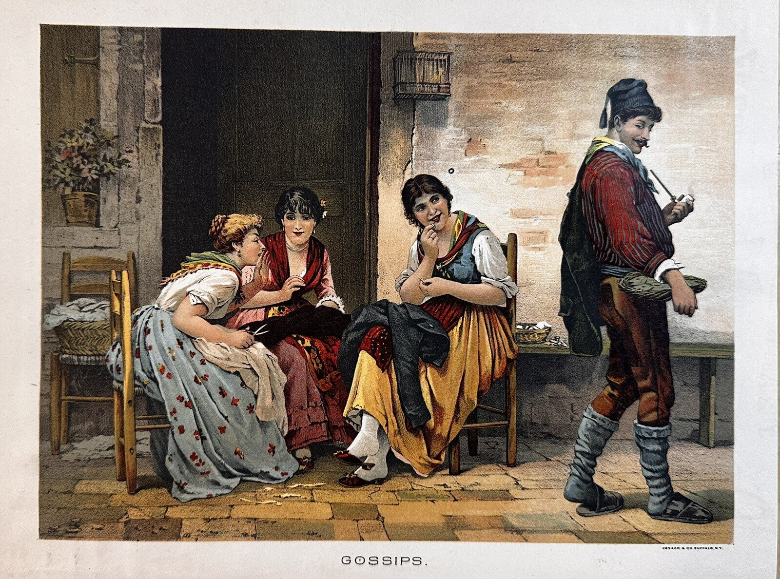1887 "The Gossips" Chromolithograph Print | Magazine Illustration