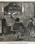 1893 At The Shrine Of The Sleeping Buddha Antique Magazine Wood Engraving