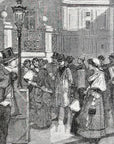 1892 Exit From The Beaux-Arts Academy, Rue Bonaparte Antique Wood Engraving