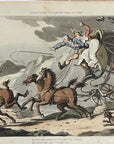 1816 Rowlandson THE FALL OF FOUR IN HAND English Dance Of Death Aquatint Etching