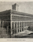 1893 Produce Exchange Building, Bowling Green Antique Magazine Wood Engraving