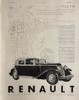1930 Renault French Automobile Print Ad  La Riviera Nervastella Cannes Illustration