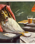 C.M. Coolidge DOG OF A BACHELOR Saint Bernard Dog Lazy Boy Cigar Beer Newspaper