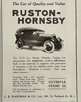 1919 Ruston Hornsby Touring Car Antique British Automobile Print Ad  C B Wardman