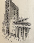 1893 Lancashire Fire Insurance Building, Pine Street Antique Wood Engraving