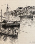 1893 Sea Wall, Panama Antique Magazine Wood Engraving