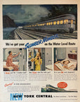 1946 New York Central Railroad Print Ad Water Level Route Dreamliners