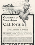 1903 Santa Fe Railroad Print Ad Oceans Of Sunshine California Resorts Beaches