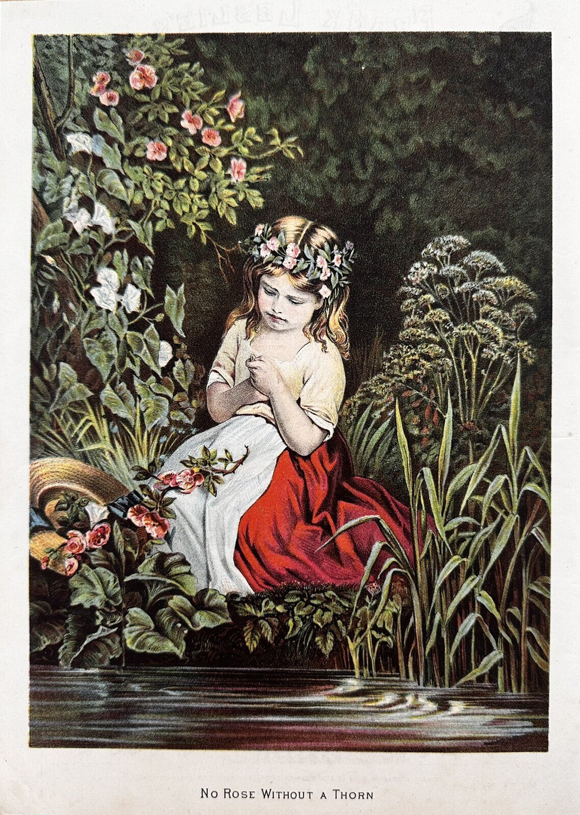 1881 "No Rose Without A Thorn" Chromolithograph Print | Magazine Illustration