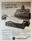 1944 American Railroads Print Ad WWII Railroad Ad Cash Register Taxpayers