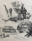 1892 The March Of Improvement, The Old Watts House Antique Wood Engraving