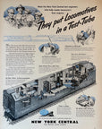 1945 New York Central Railroad Print Ad Locomotives Test Tube Engineers