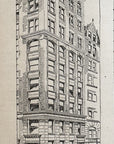 1893 Office Building, Pine & William Street Antique Magazine Wood Engraving