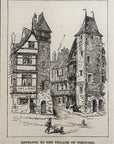 1893 Entrance To The Village Of Treguire Antique Magazine Wood Engraving