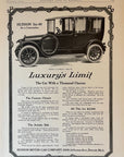1914 Hudson Six-40 Limousine Vintage Car Print Ad Luxury's Limit Detroit MI