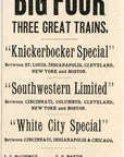 1897 Knickerbocker Special Railroad Print Ad Southwestern Ltd White City Special