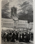 1893 Rathhaus, Berlin In Celebration Of German Victory Antique Wood Engraving