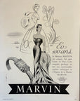 1951 Marvin Watch Ad - Elegant Woman Illustration - Vintage Illustrated Print Ad