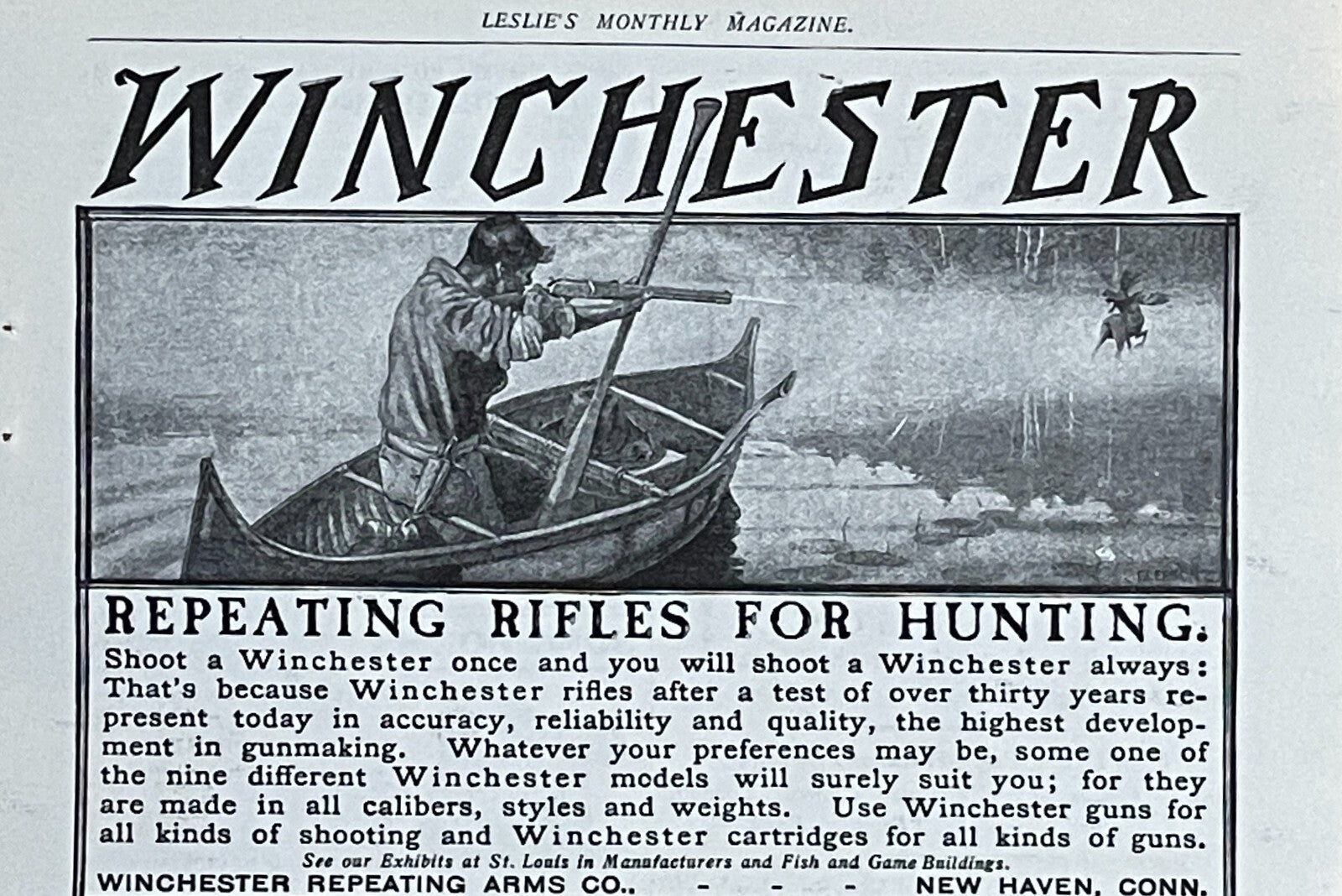 1904 Winchester Repeating Arms Co Antique Print Ad Repeating Rifles New Haven CT
