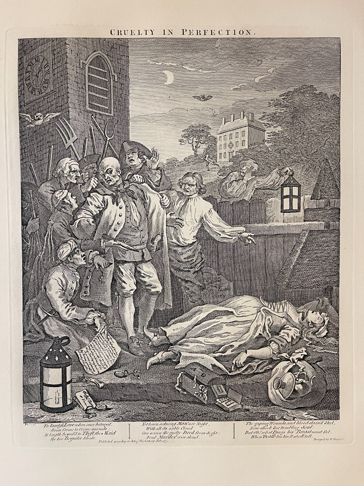 1822 THE STAGES OF CRUELTY (Set of 4) Authentic Hogarth Heath Ed. Antique Prints