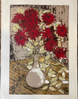 RED FLOWERS Robert Alan Smith ORIGINAL Artist Signed c.1960 Ltd Ed Serigraph