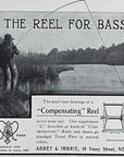 1905 Abbey & Imbrie Fishing Reel Antique Print Ad NY Compensating Bass Fisherman