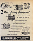 1947 Coxe Bronson Fishing Reels Print Ad Model 25 Model 60 Bronson Michigan