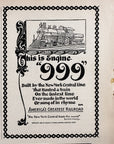 1896 Americas Greatest Railroad “This Is Engine 999 Antique Illustrated Print Ad