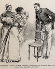 1893 A Stout Woman Entered, Carrying One Bundle… Antique Magazine Wood Engraving