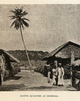 1893 Native Quarters At Mombasa Antique Magazine Wood Engraving